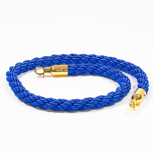 6 Prestige Brass Poles With 4 Blue Braided Ropes Product Gallery Image